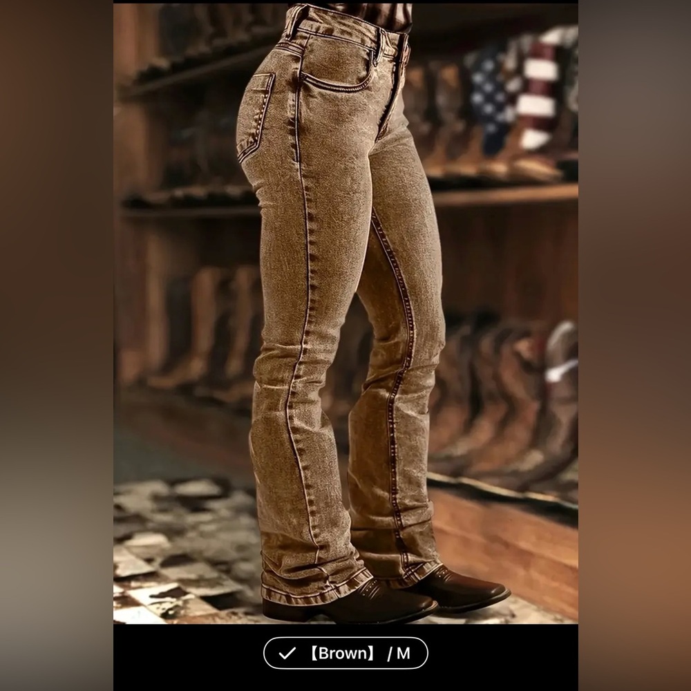 Women’s Brown High-Rise Flared Jeans